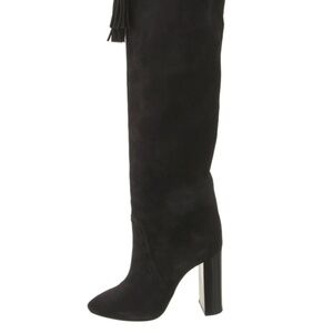 Saint Laurent Black Suede Over-The-Knee Boots